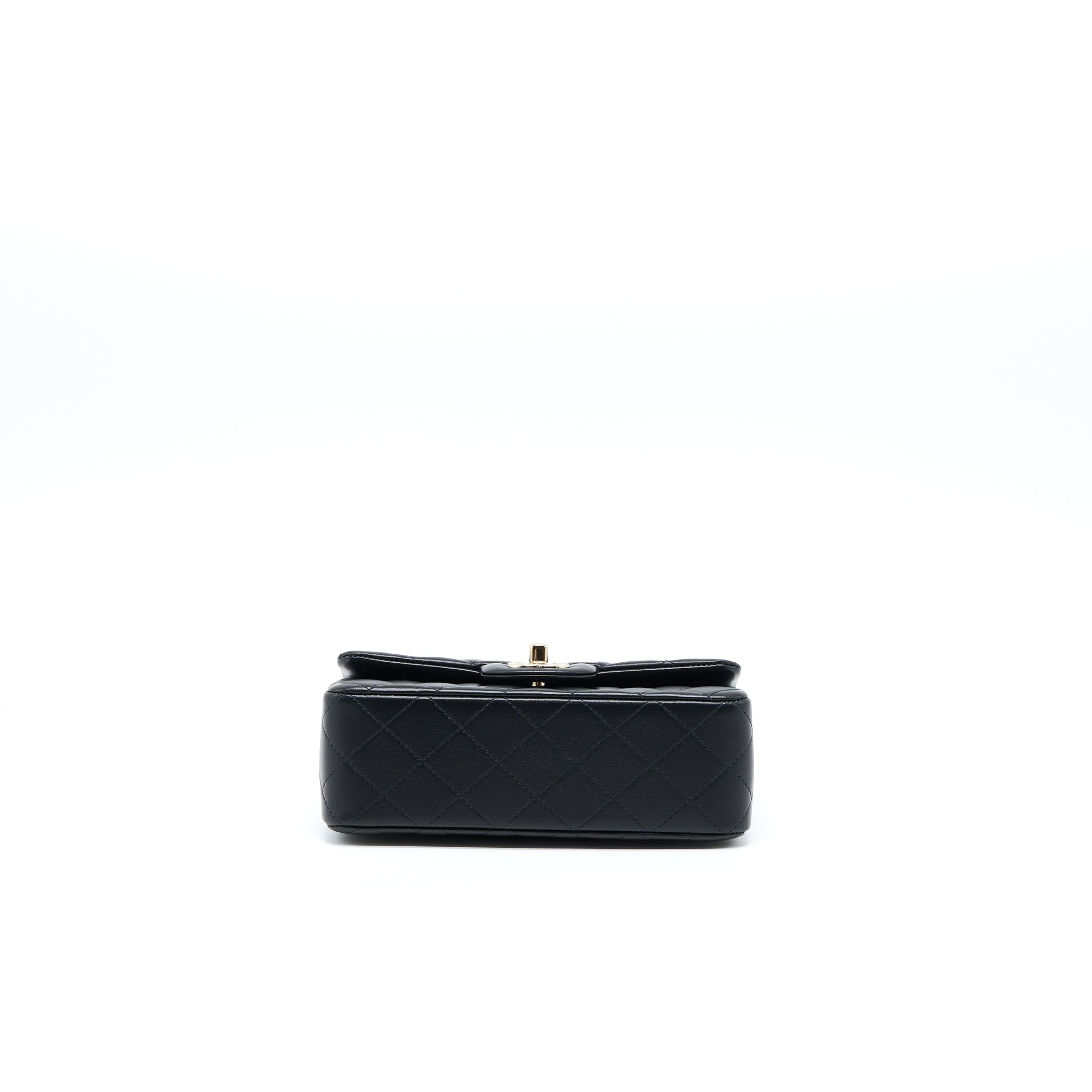 Chanel Top Handle Mini Rectangular Lambskin Black L (Microchip)