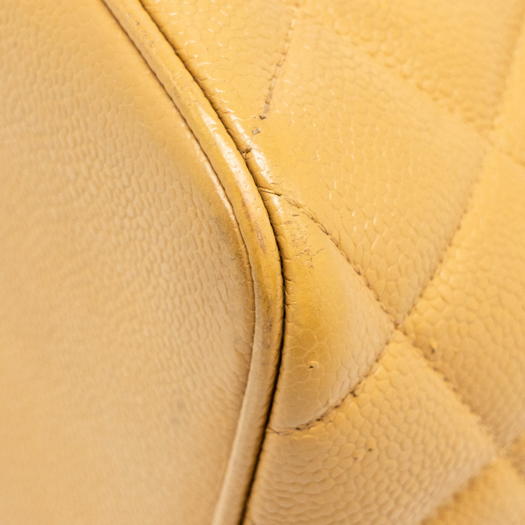 CHANEL Vintage Medallion Tote Bag Caviar Beige
