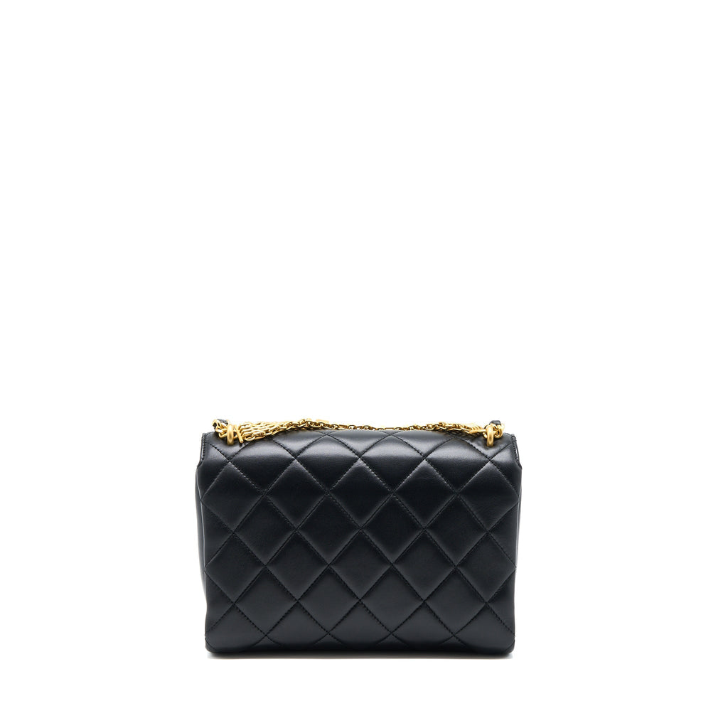 Chanel 22S Letter/Crystal Handle Flap Bag Lambskin Black Brushed (Microchip)