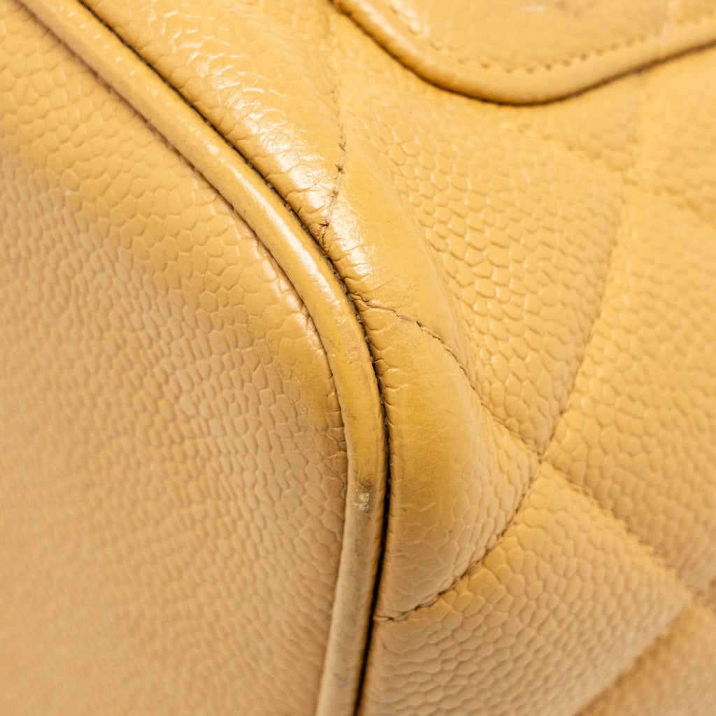 CHANEL Vintage Medallion Tote Bag Caviar Beige