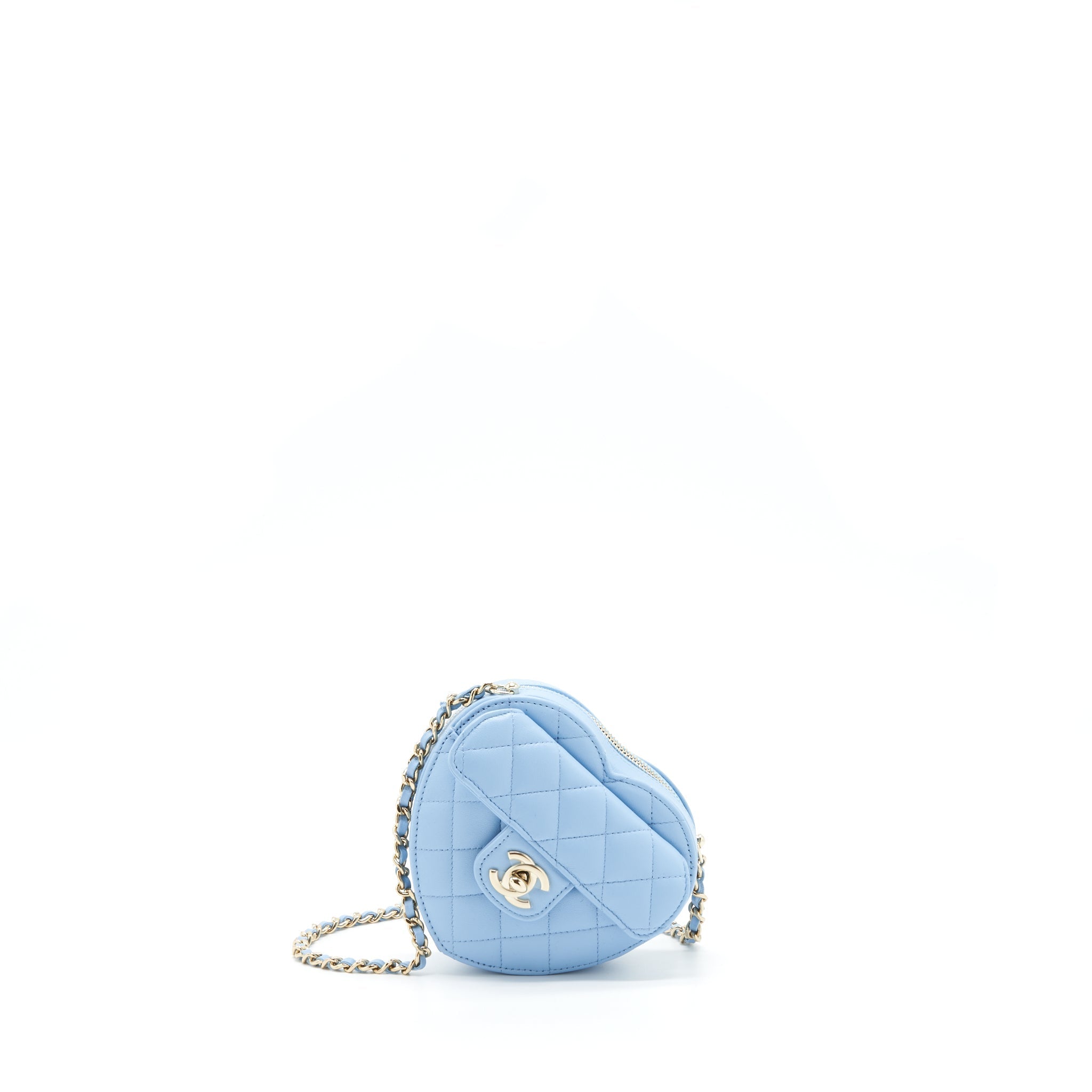 Chanel 22S Small Heart Bag Lambskin Light Blue L