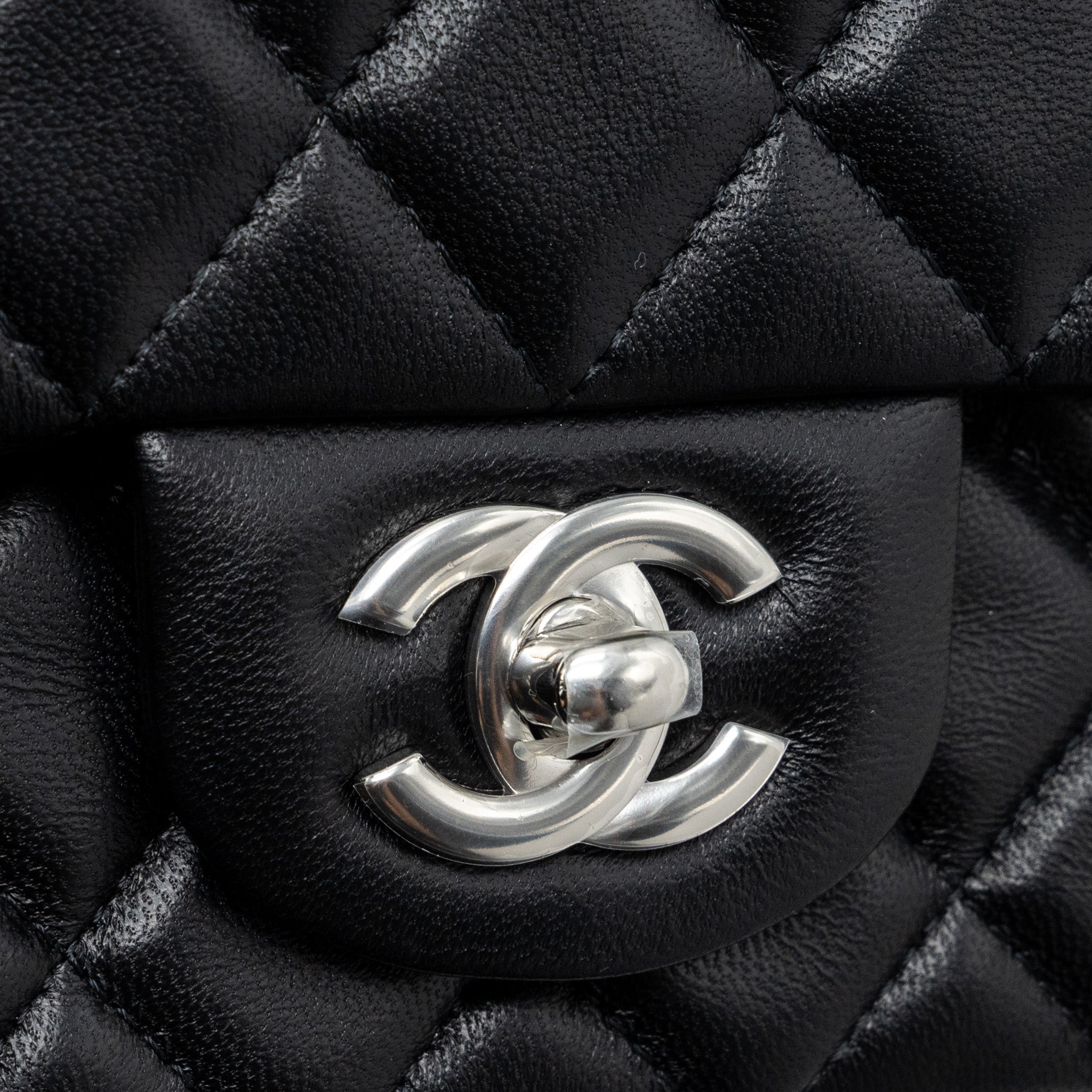 Chanel mini rectangular flap bag lambskin black  (Microchip)