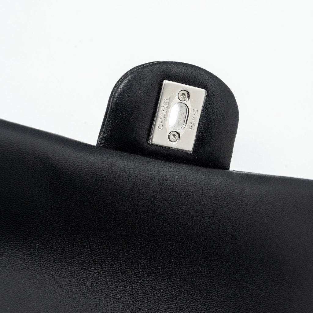 Chanel mini rectangular flap bag lambskin black  (Microchip)