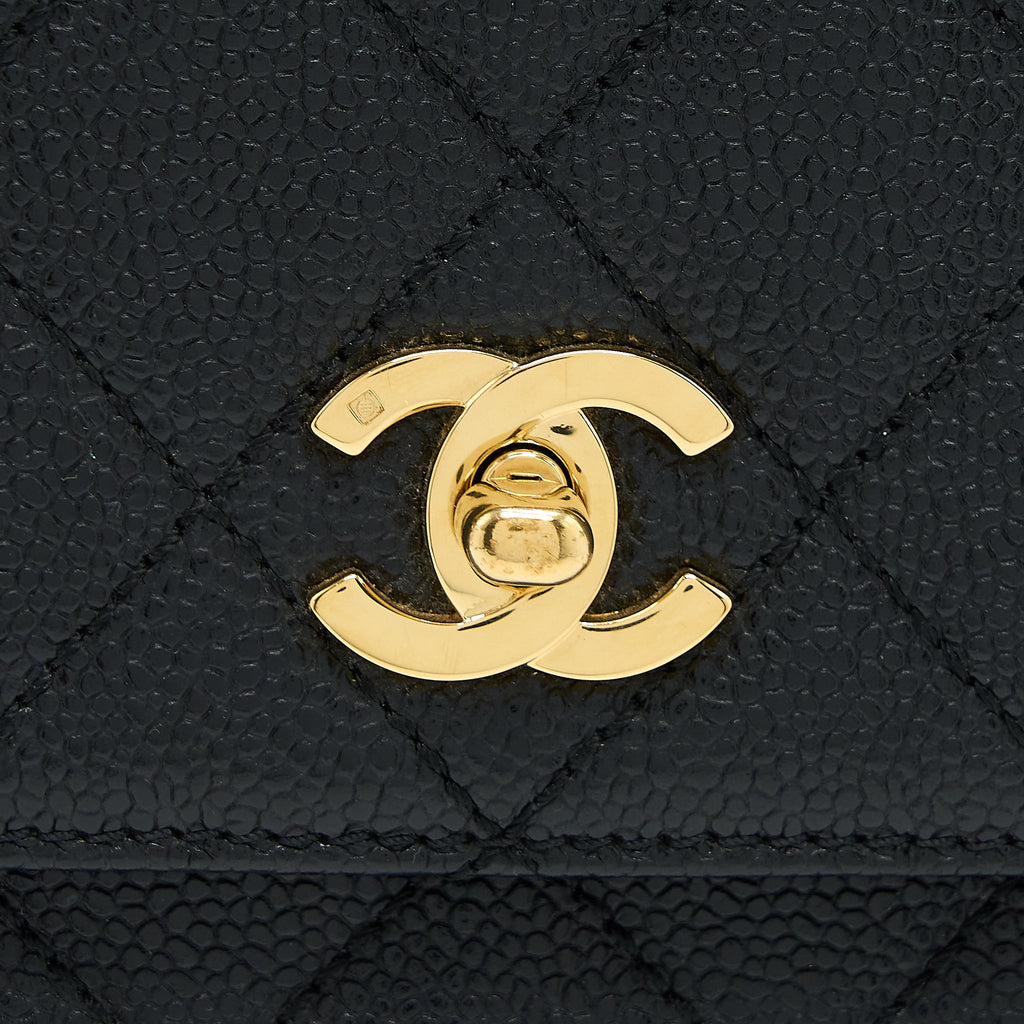 Chanel Vintage Top Handle Flap Bag Caviar Black