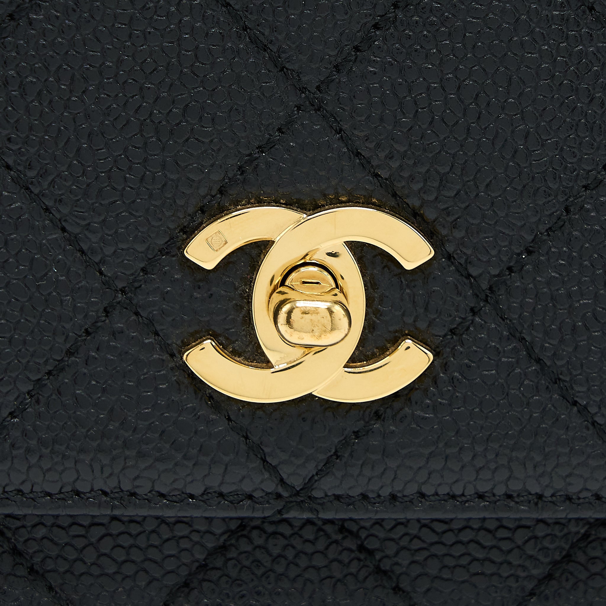 Chanel Vintage Top Handle Flap Bag Caviar Black