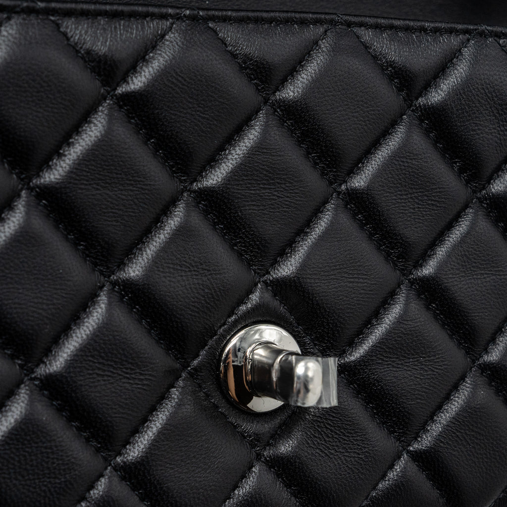 Chanel mini rectangular flap bag lambskin black  (Microchip)