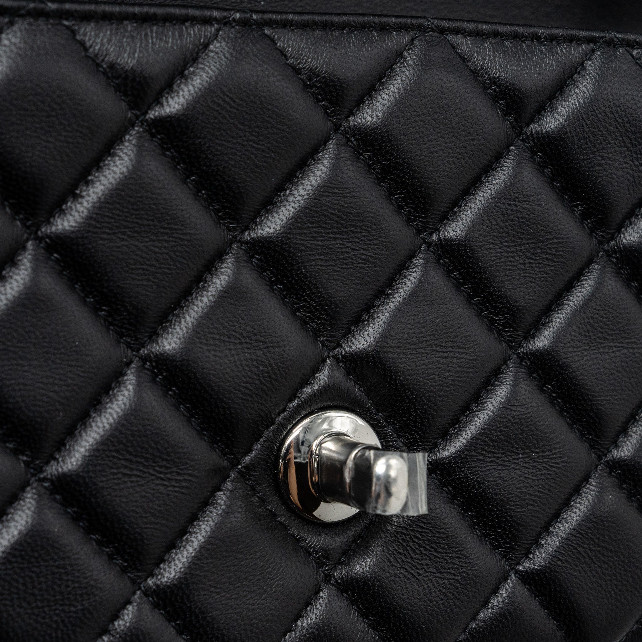 Chanel mini rectangular flap bag lambskin black  (Microchip)