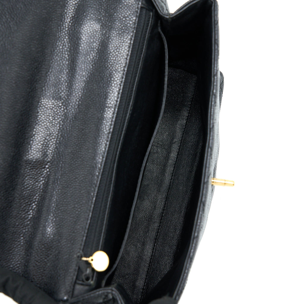 Chanel Vintage Top Handle Flap Bag Caviar Black