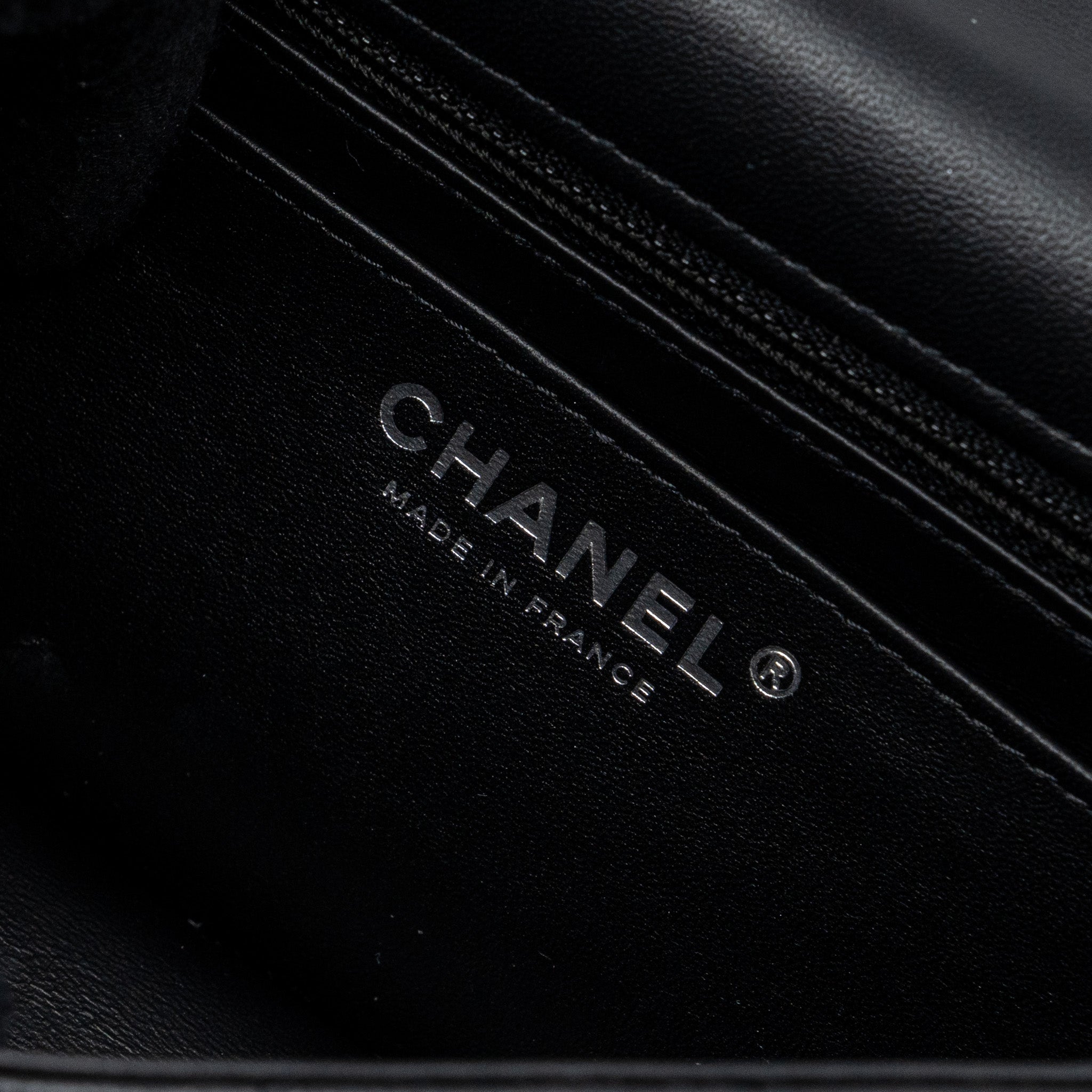 Chanel mini rectangular flap bag lambskin black  (Microchip)