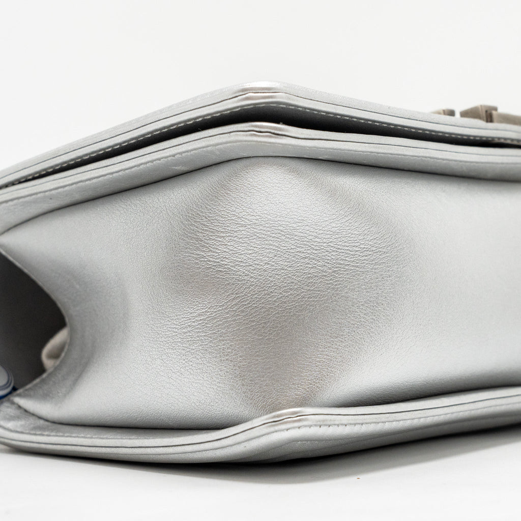 Chanel Medium Boy Bag Lambskin Silver