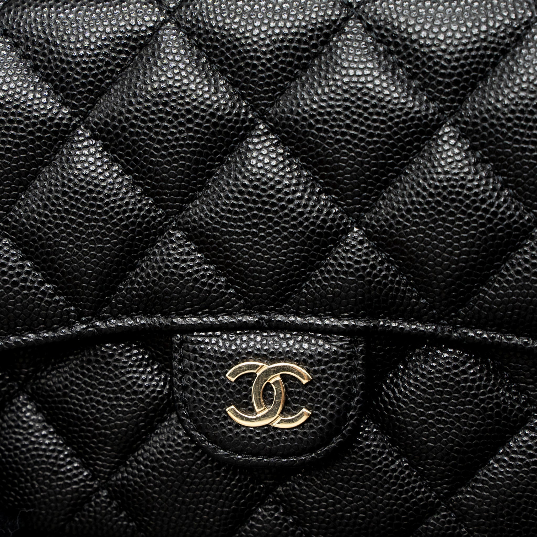 Chanel Double Pocket Wallet on Chain Caviar Black L (Microchip)
