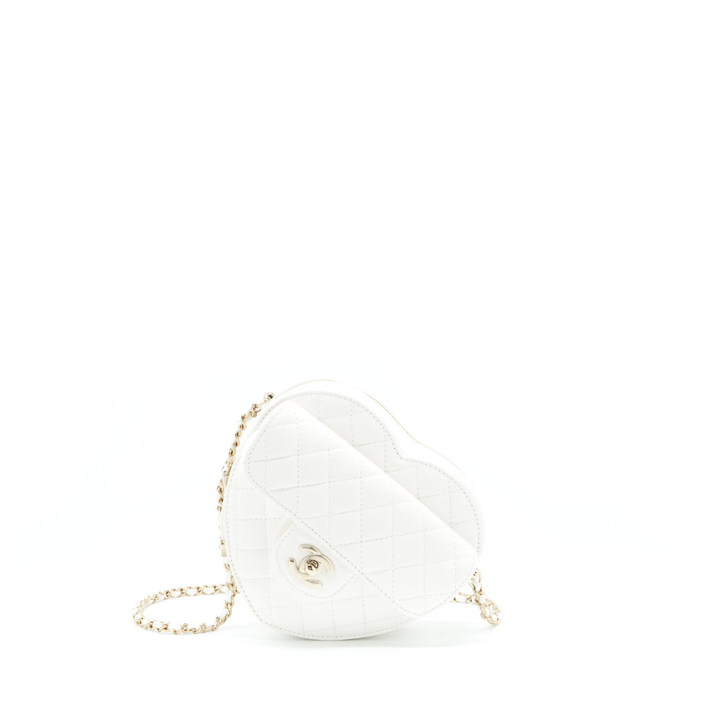 Chanel 22S Heart Bag Lambskin White L