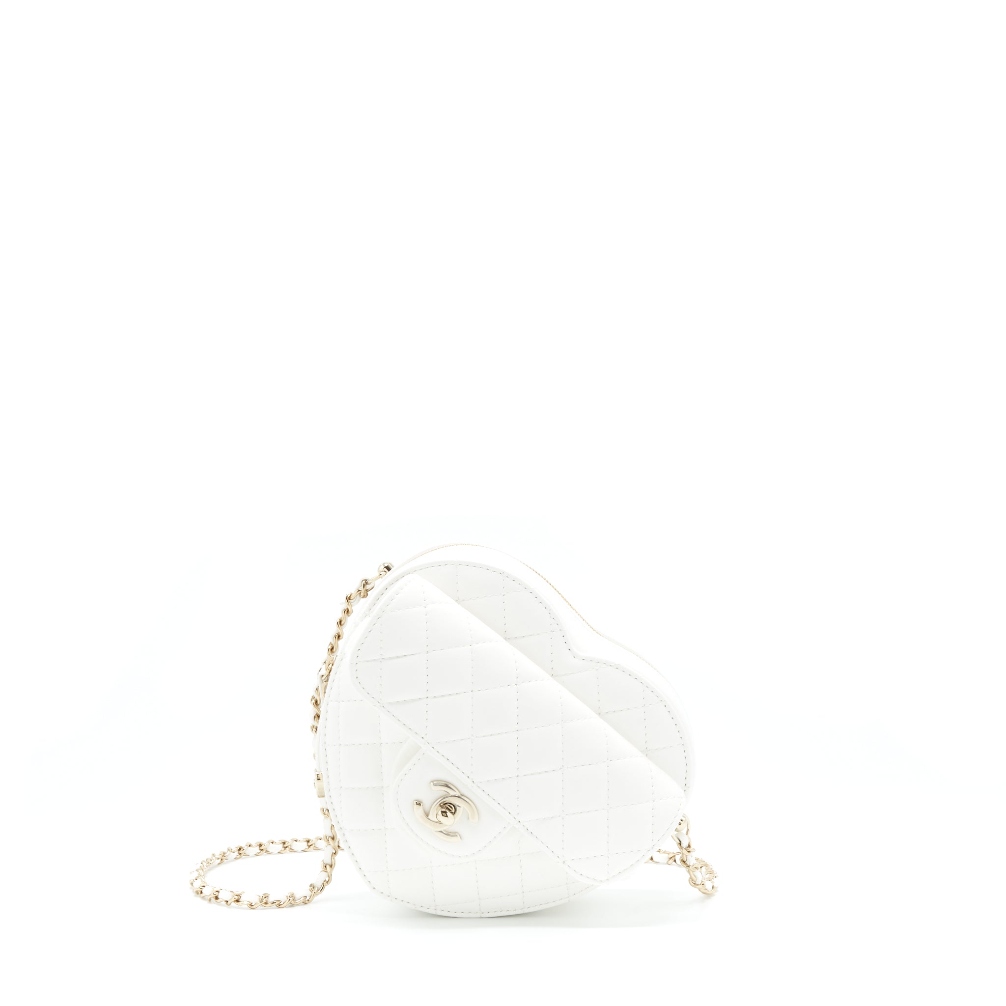 Chanel 22S Heart Bag Lambskin White L