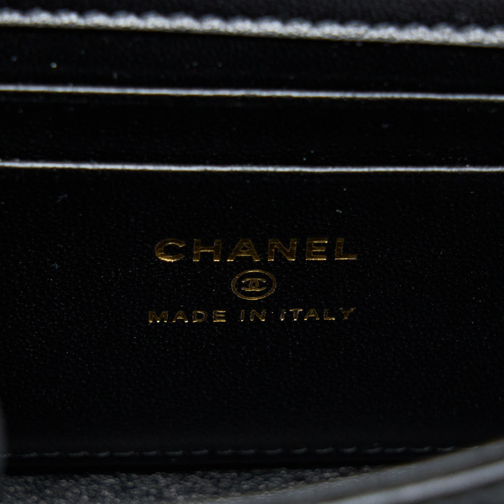 Chanel 22B Flap Bag With Enamel/CC Logo Top Handle Lambskin Black Brushed