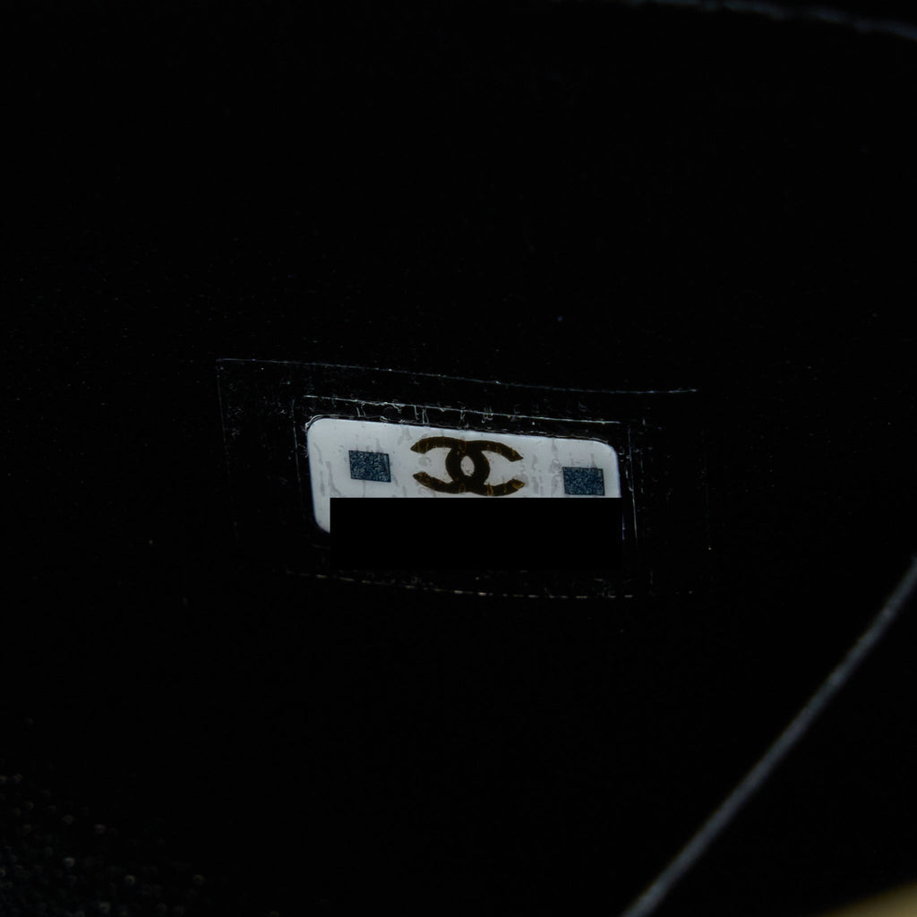 Chanel 22B Flap Bag With Enamel/CC Logo Top Handle Lambskin Black Brushed