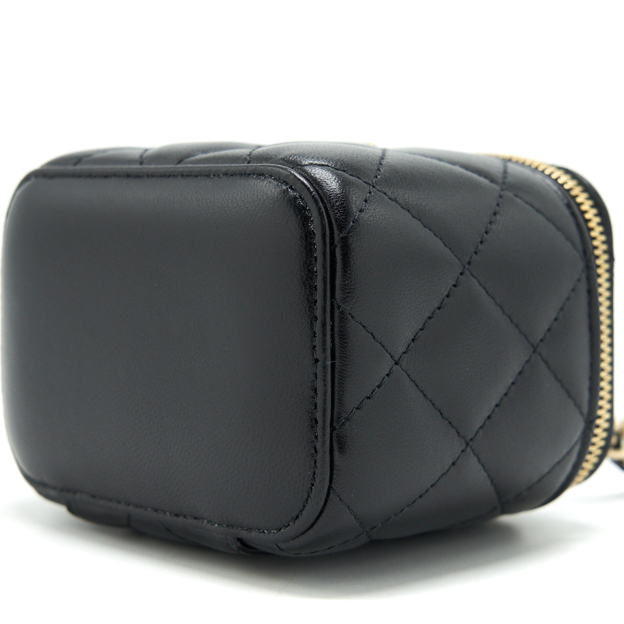 Chanel Mini Vanity With Camellia Chain Lambskin Black L