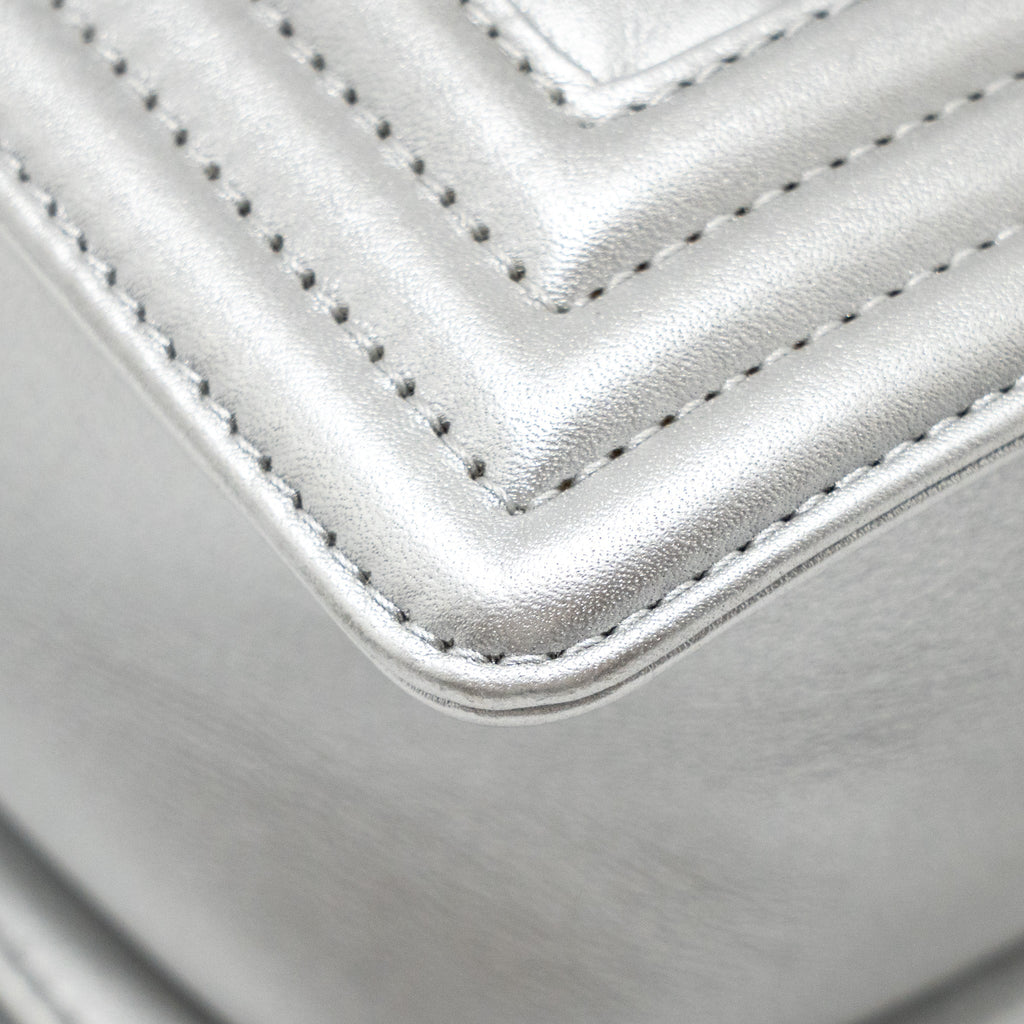 Chanel Medium Boy Bag Lambskin Silver