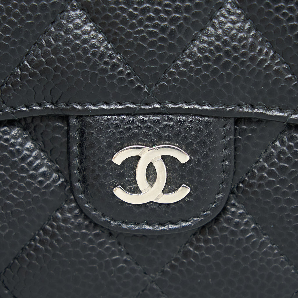 Chanel Small Classic Compact Wallet Caviar Black