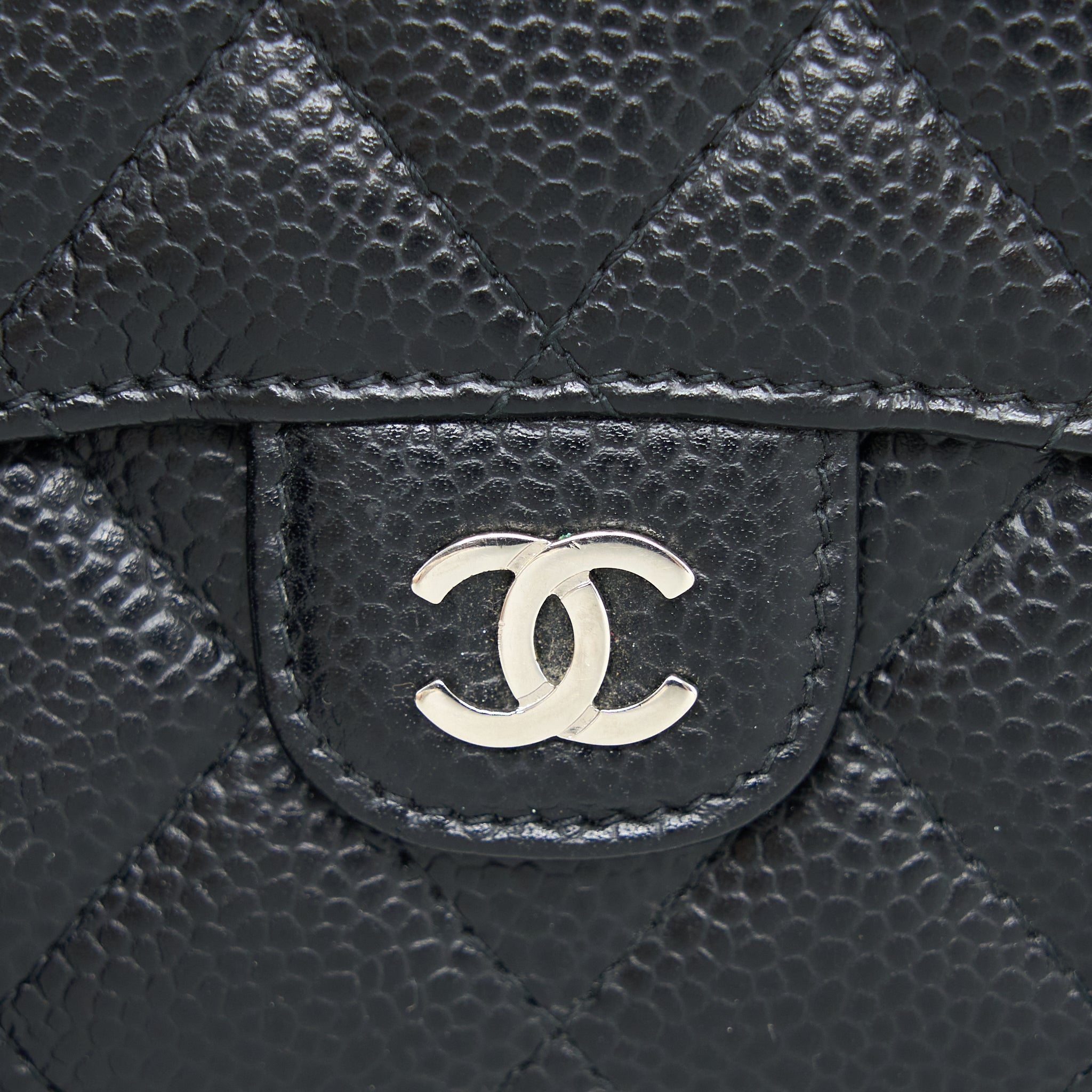 Chanel Small Classic Compact Wallet Caviar Black