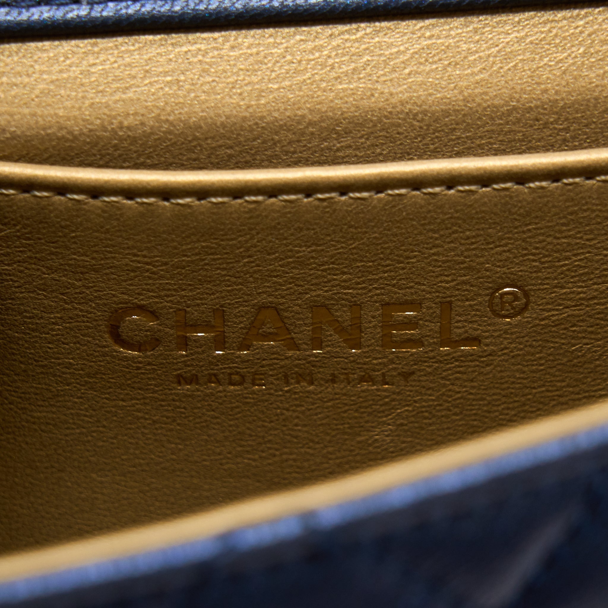 Chanel Vertical Pearl Flap Bag Lambskin Dark Blue