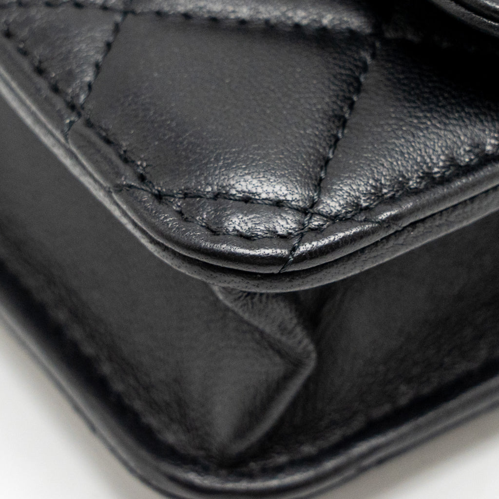 Chanel Pearl Crush Mini Flap Wallet with Chain Lambskin Black  (Microchip)