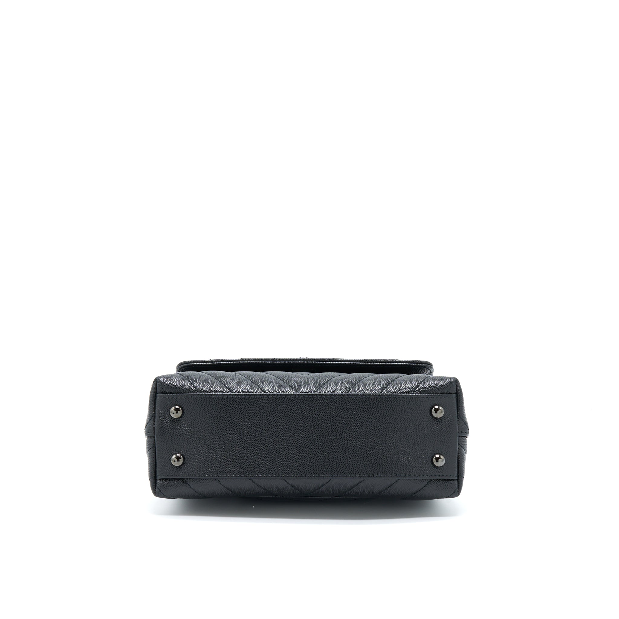 Chanel Small Coco Handle Chevron Caviar So Black