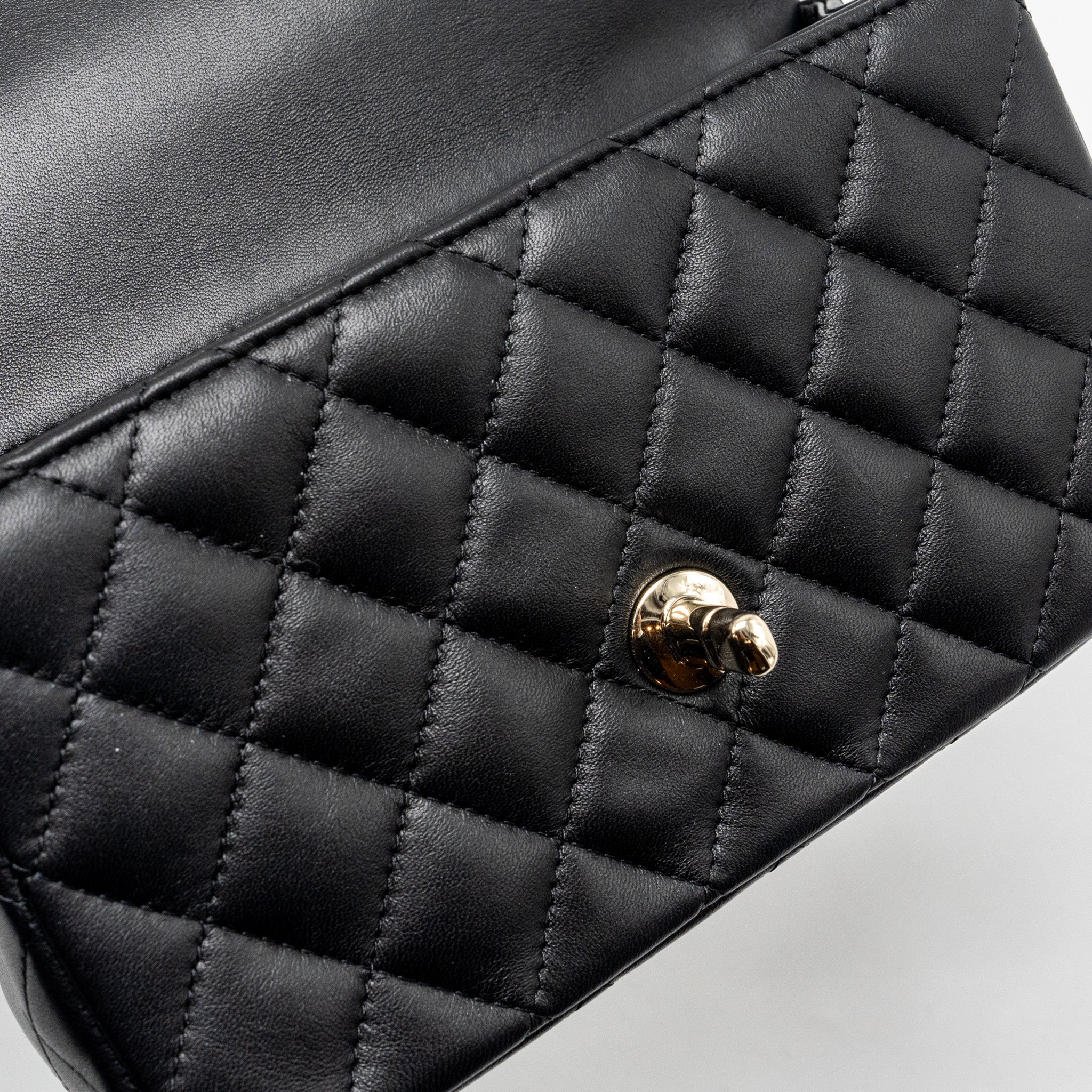 Chanel Top Handle Mini Rectangular Flap Bag Lambskin Black L (Microchip)