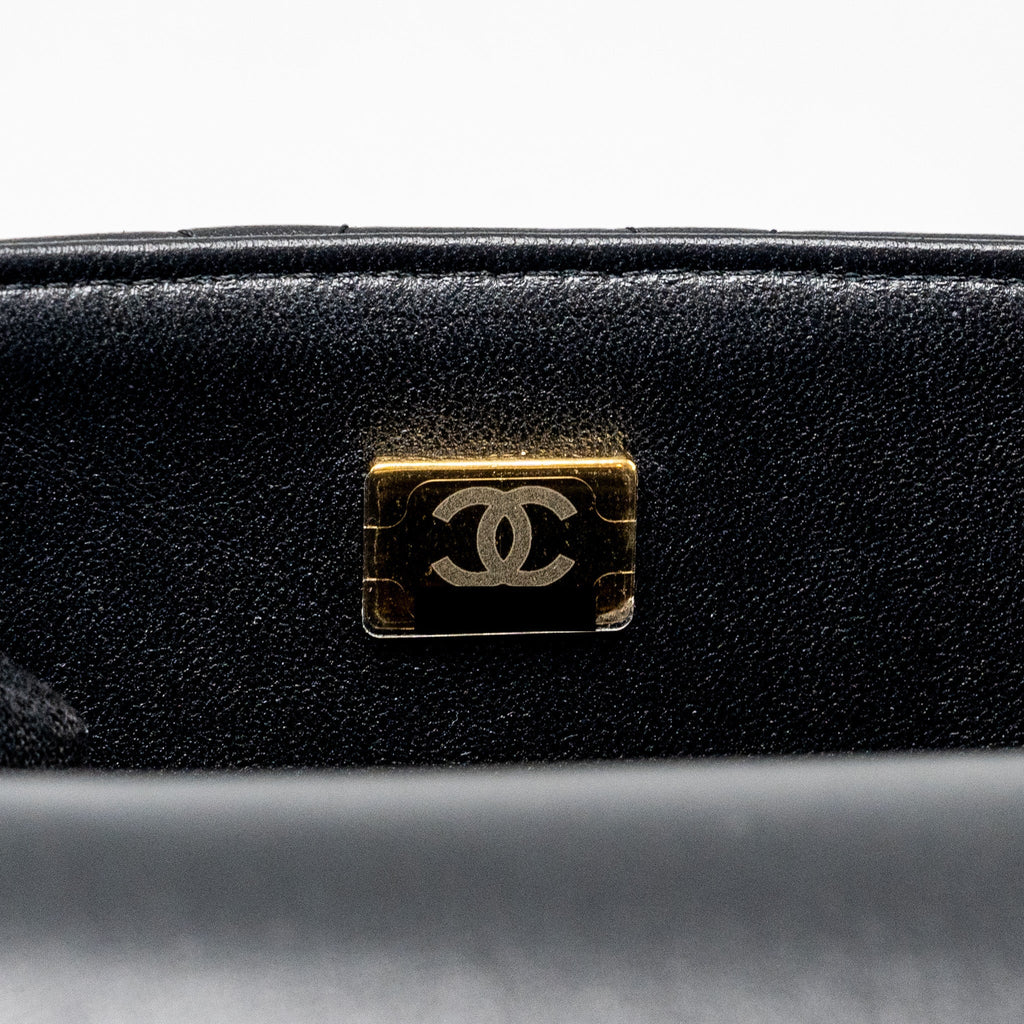 Chanel Top Handle Mini Rectangular Flap Bag Lambskin Black L (Microchip)
