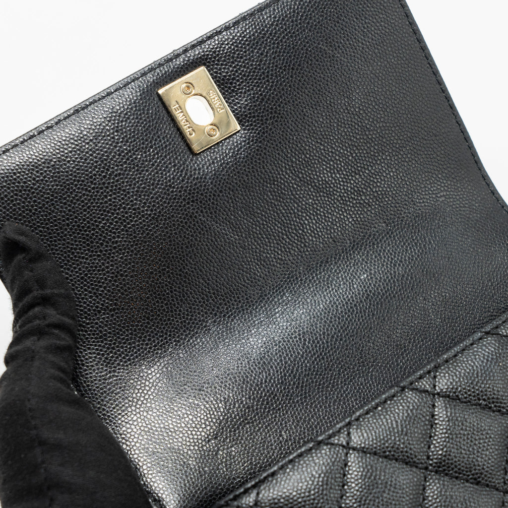 Chanel Coco Handle Extra Mini With Lizard Embossed Handle Caviar Black L(microchip)