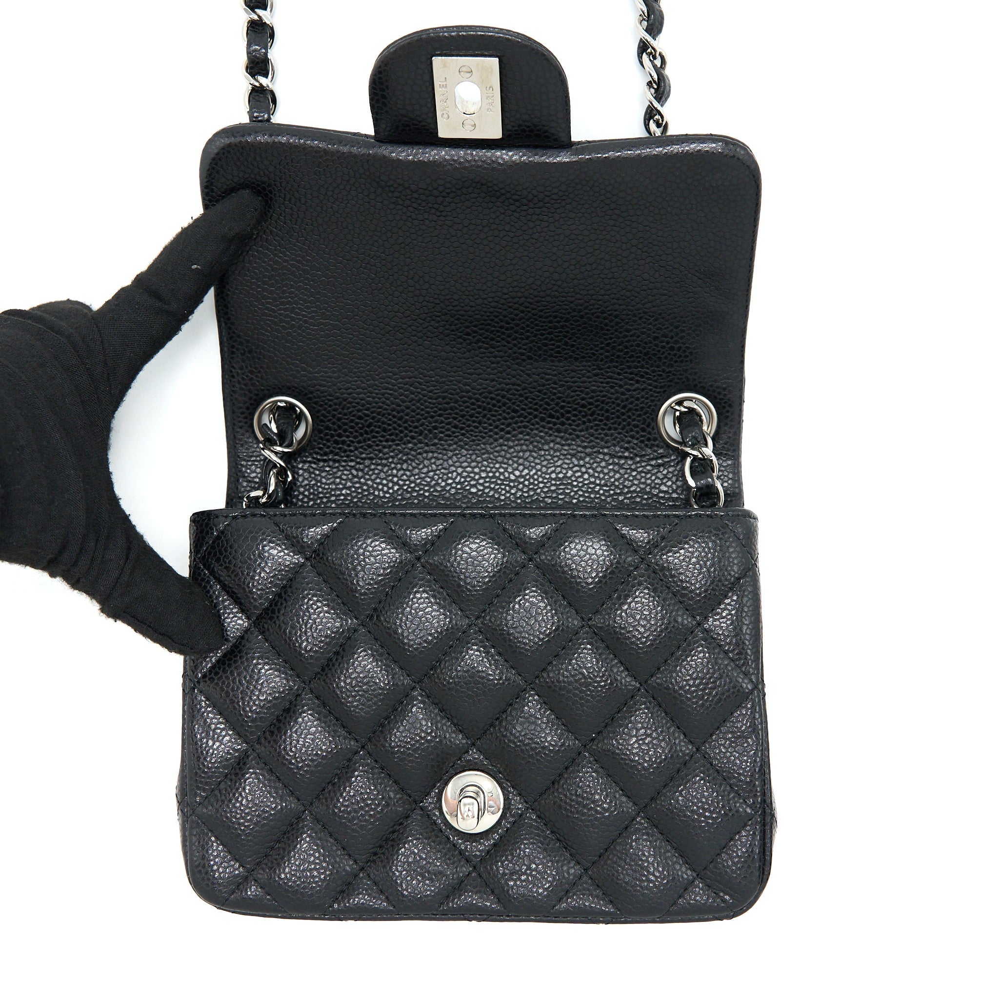 Chanel Classic Mini Square Flap Bag Caviar Black