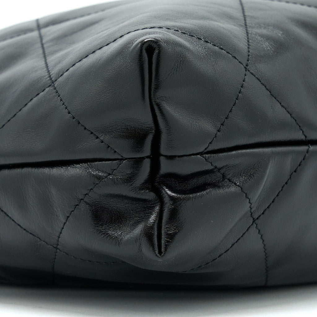 Chanel Small 22 Bag Gold Letter Shiny Calfskin Black  (Microchip)