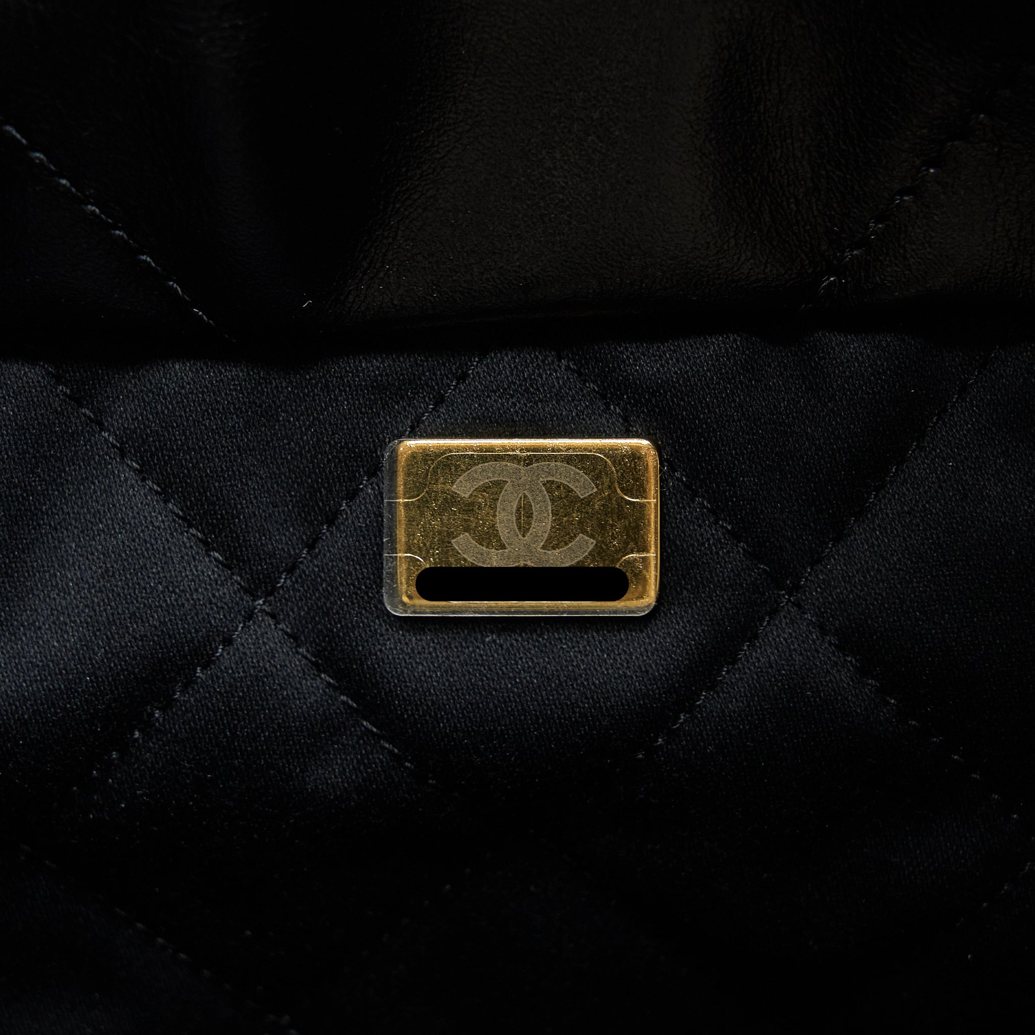 Chanel Small 22 Bag Gold Letter Shiny Calfskin Black  (Microchip)