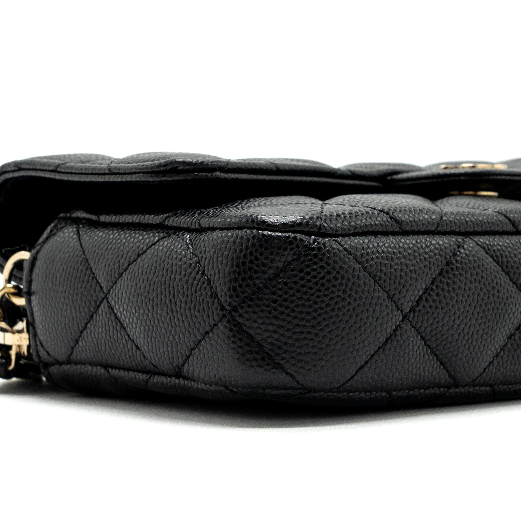 chanel double pocket wallet on chain caviar black L (microchip)