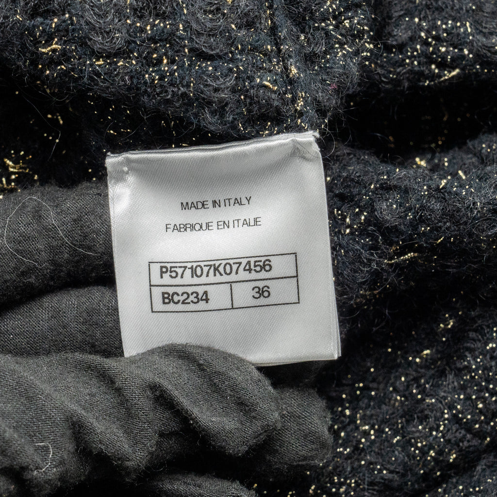 Chanel size 36 tweed dress black / gold