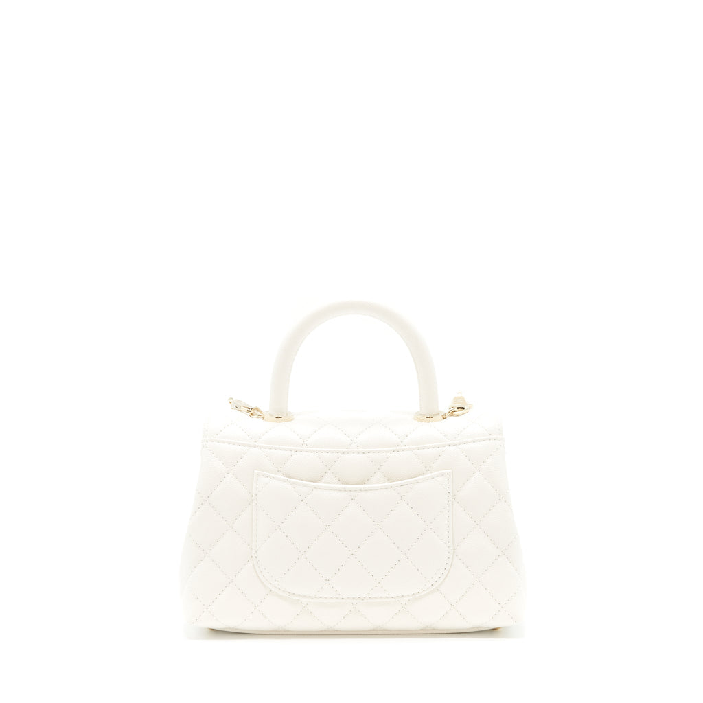 Chanel Small Coco Handle Caviar White L