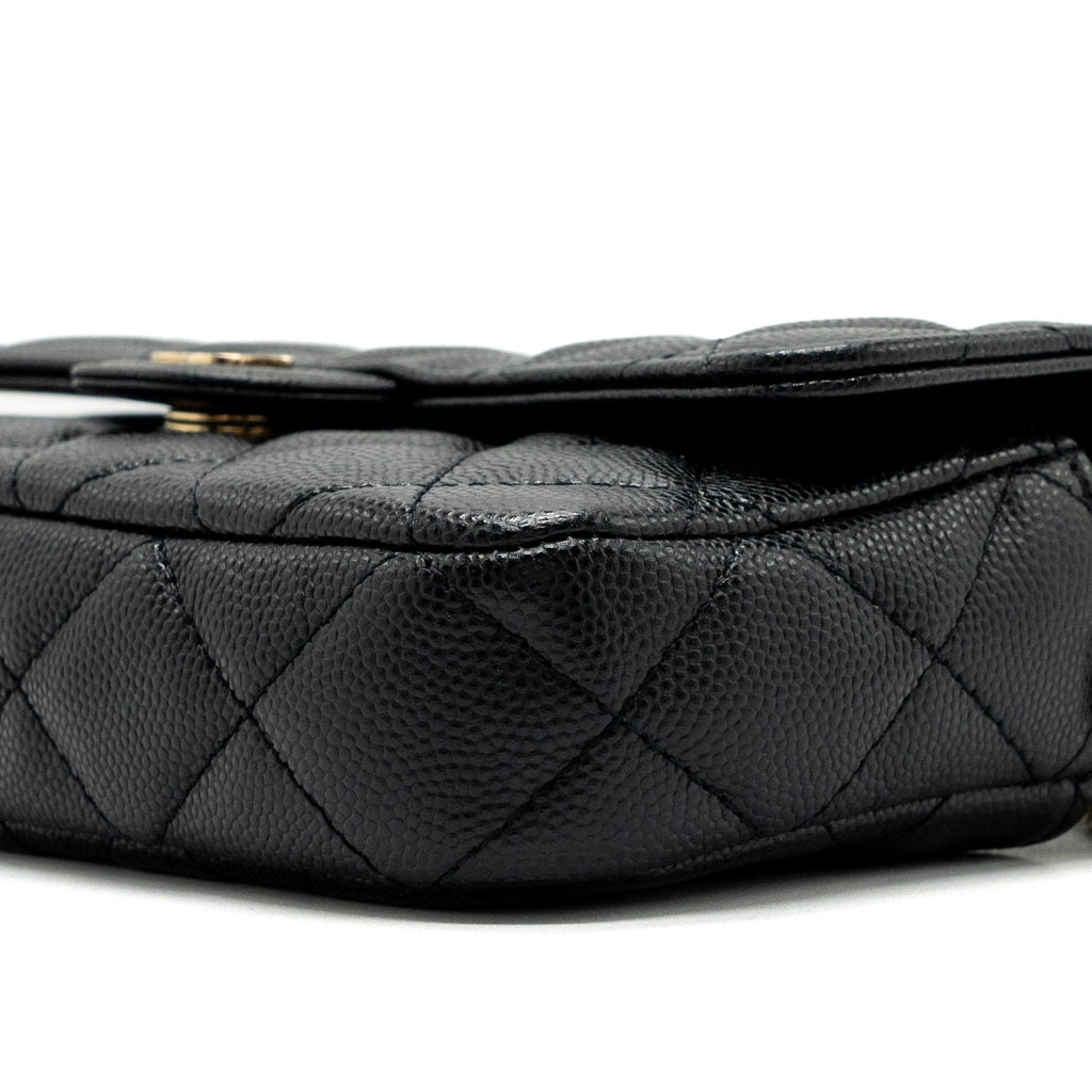 chanel double pocket wallet on chain caviar black L (microchip)