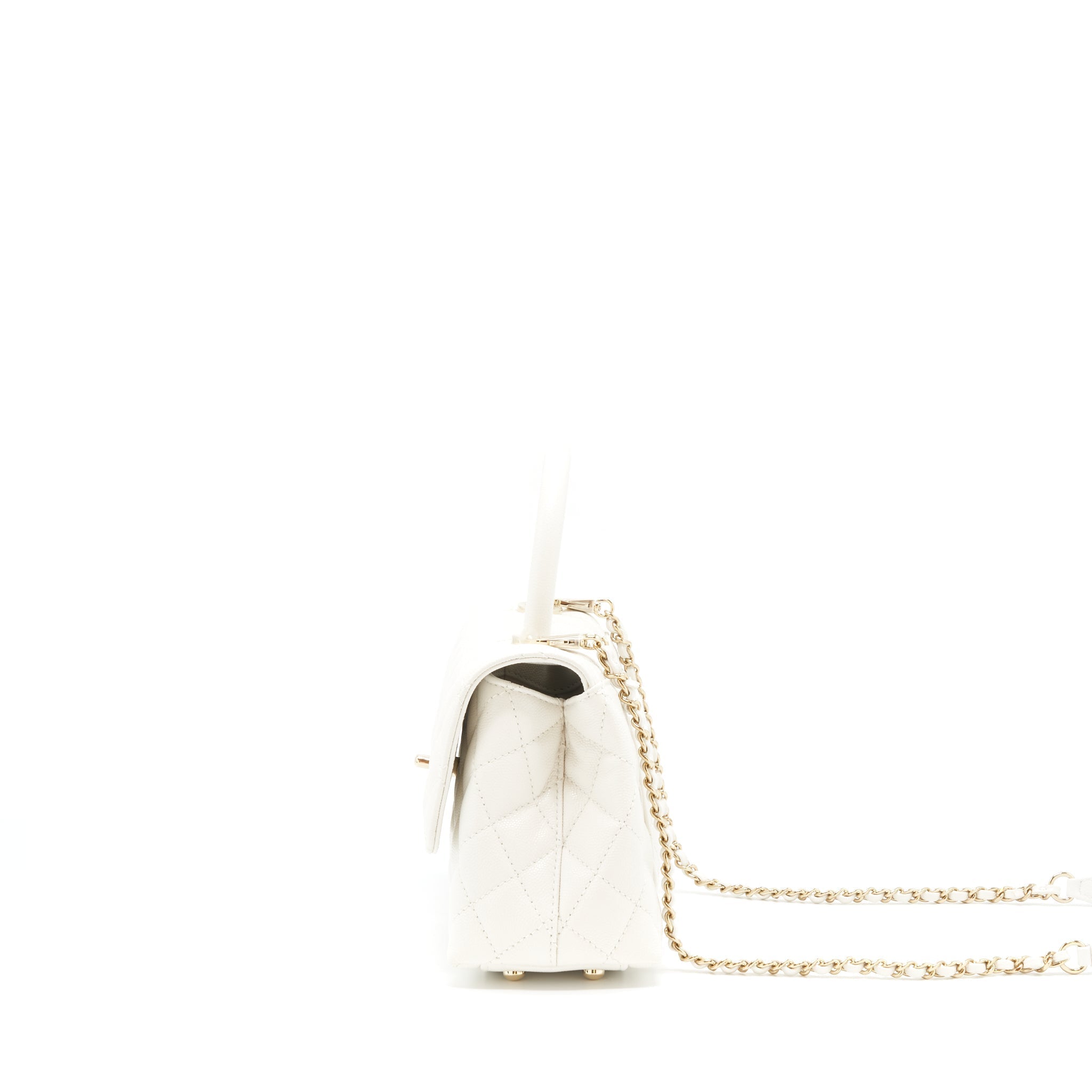 Chanel Small Coco Handle Caviar White L