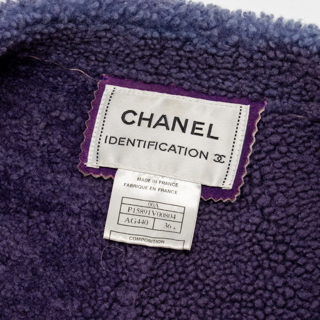 Chanel Size 36 Vintage Shearling Coat Lambswool Purple