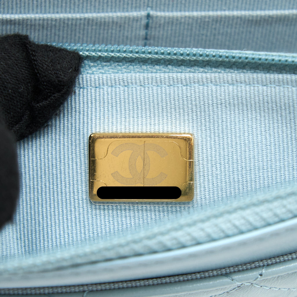 Chanel 2.55 Reissue Wallet On Chain Aged Calfskin Light Blue Brushed  (Microchip)