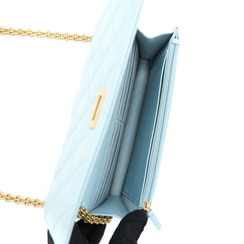 Chanel 2.55 Reissue Wallet On Chain Aged Calfskin Light Blue Brushed  (Microchip)