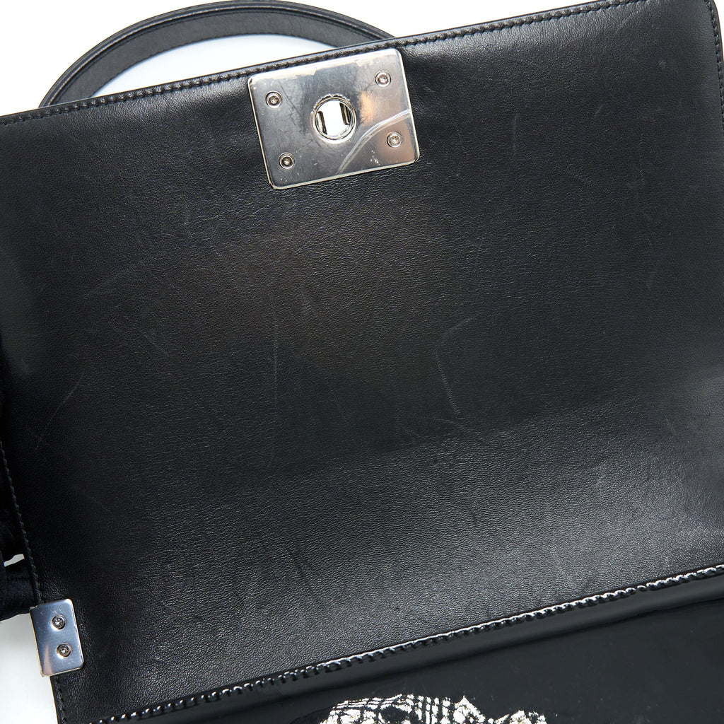 Chanel Medium Boy Bag Chevron Limited Patent Black