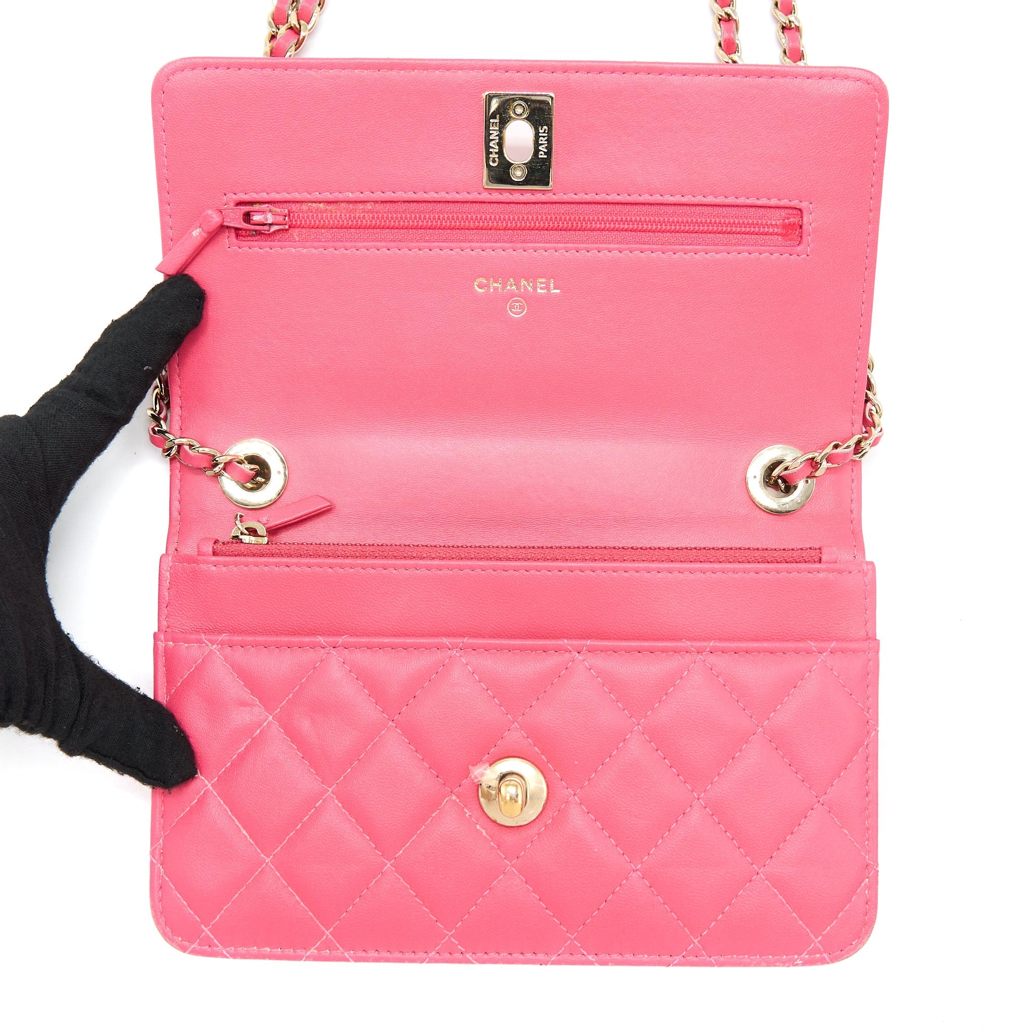 Chanel Trendy CC Wallet On Chain Lambskin Pink L