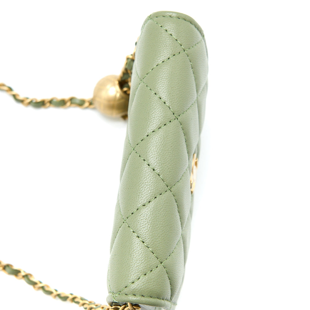 Chanel Pearl Crush Mini Flap Bag Lambskin Green