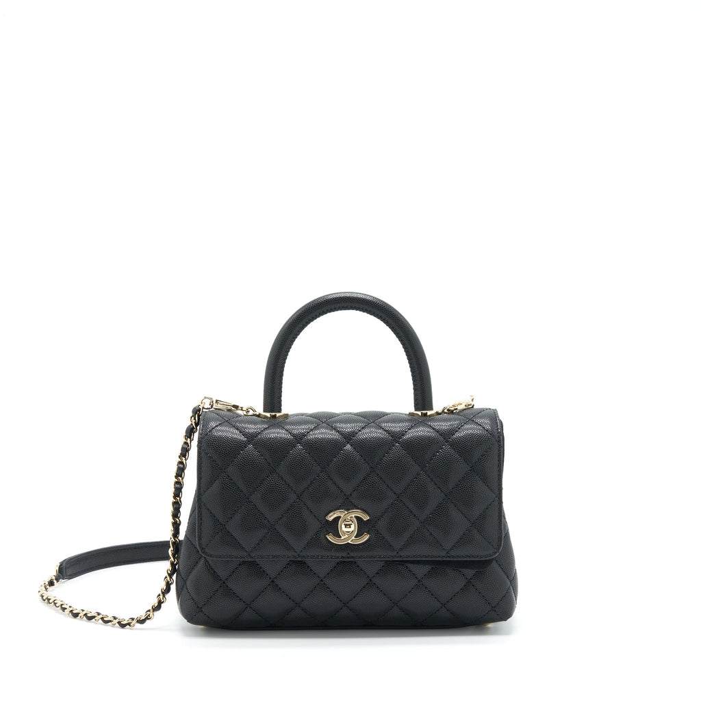 Chanel 22P Small Coco Handle Caviar Black L