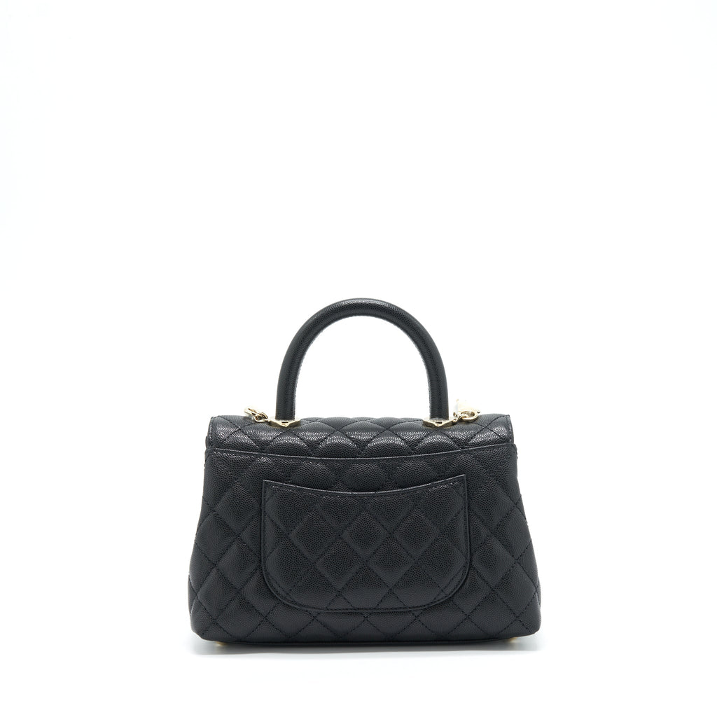 Chanel 22P Small Coco Handle Caviar Black L