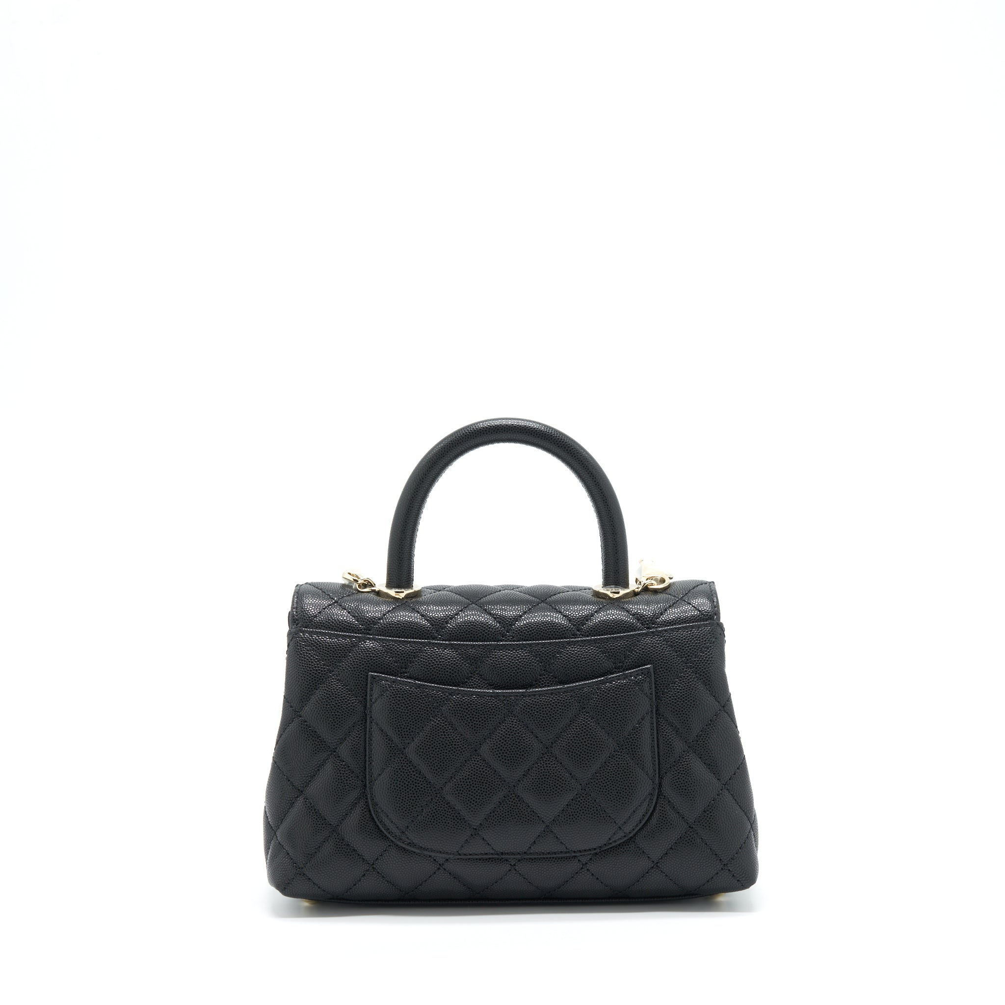 Chanel 22P Small Coco Handle Caviar Black L
