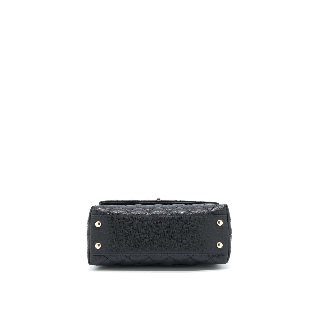 Chanel 22P Small Coco Handle Caviar Black L