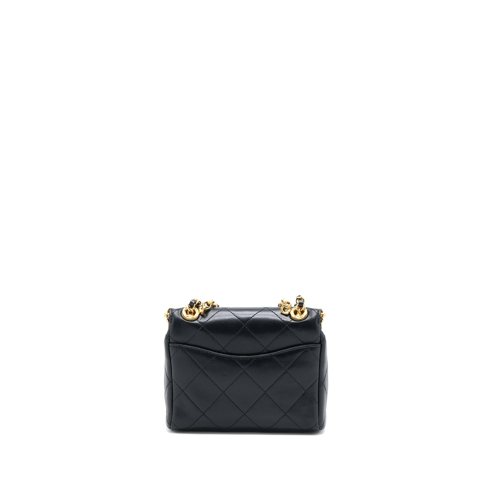 Chanel Kiss Lock Clasp Bag Lambskin Black Brushed