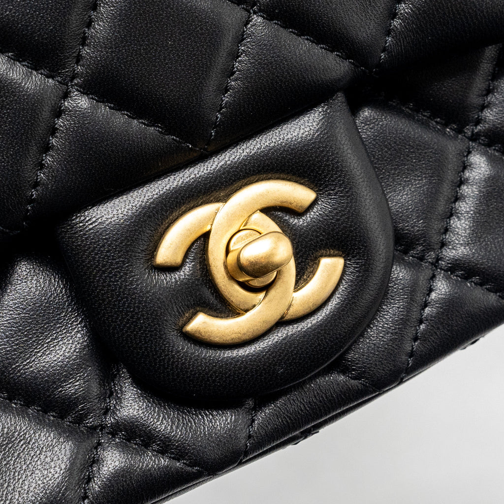Chanel Pearl Crush Mini Square Lambskin Black  (Microchip)