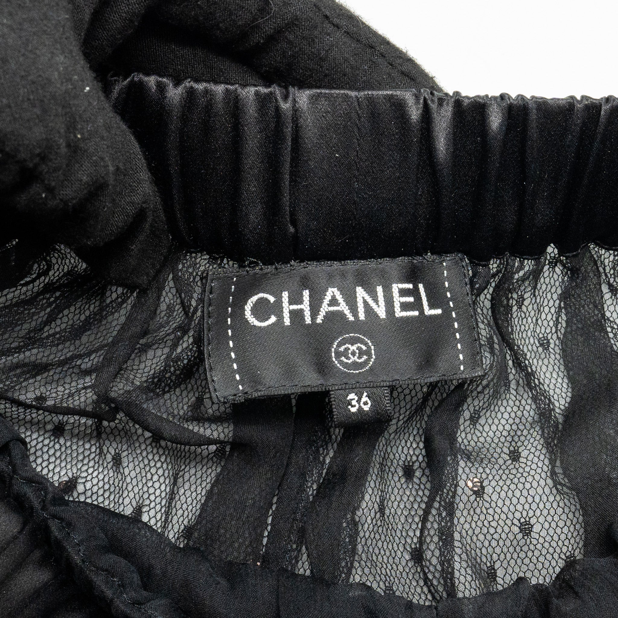Chanel size 36 19C transparent pants polyamide/ silk black